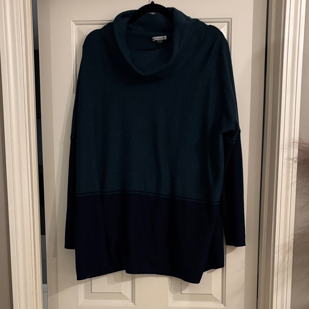 Smartwool Women's Cowl Neck Sweater dress - Navy and Teal